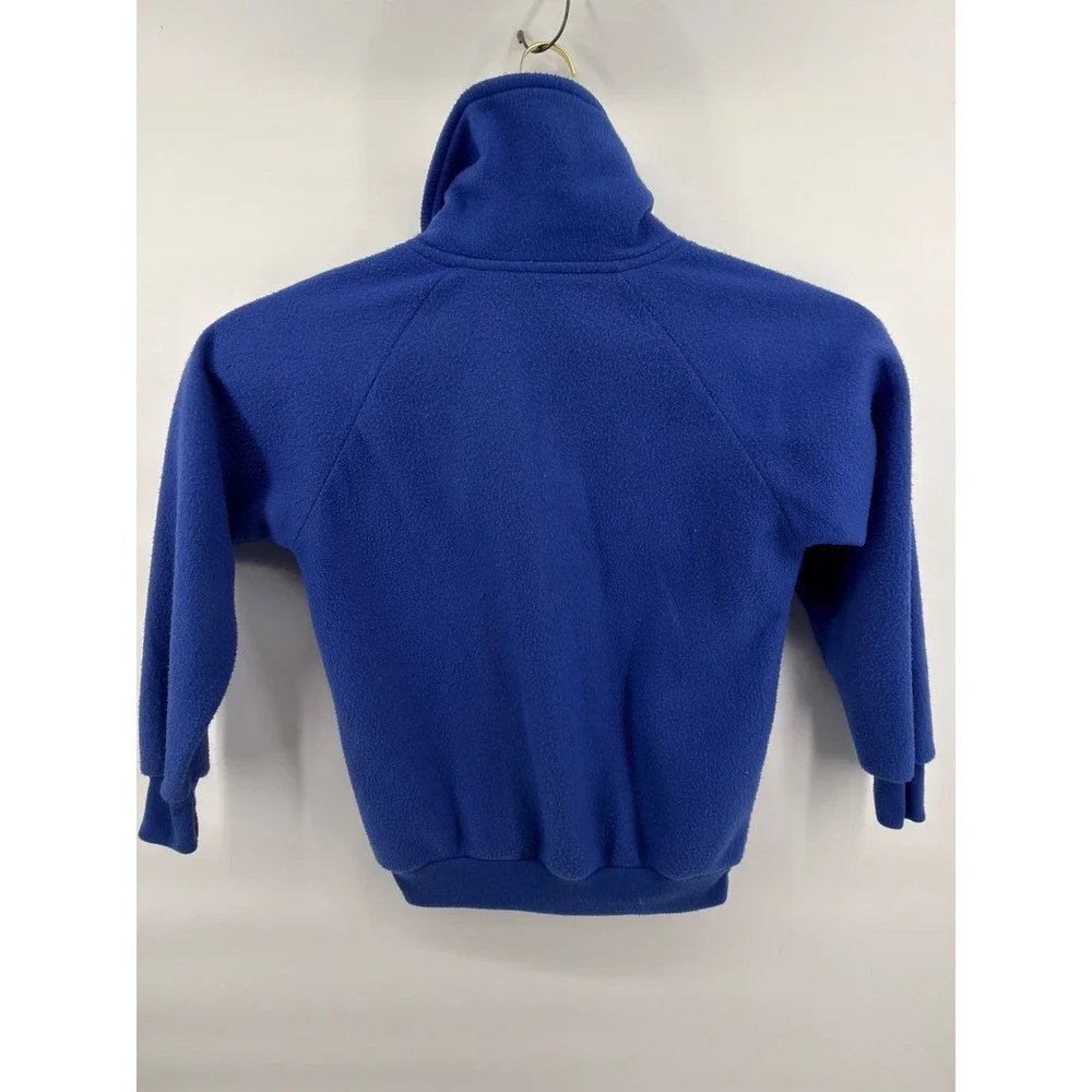 Vintage 80s Normandee Rose Blue Fleece Pullover Shawl Neck Sweatshirt Medium‎